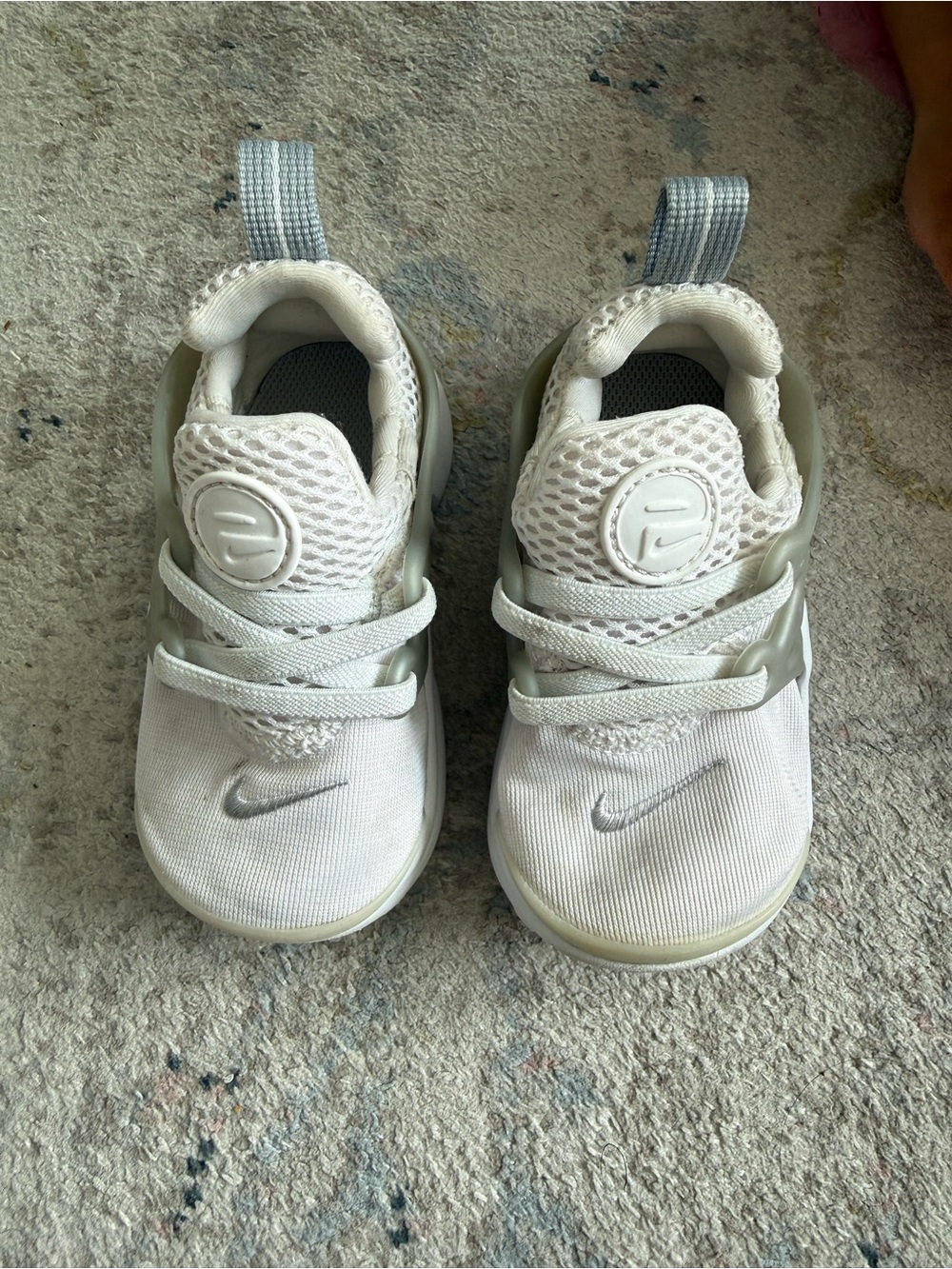 Nike Baby Presto White and Silver Slip-On Sneakers